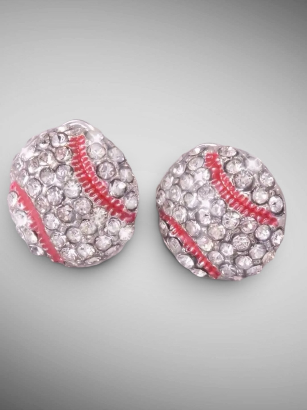 Crystal Baseball Stud Earrings Rhinestone Sports Fan Jewelry NWT